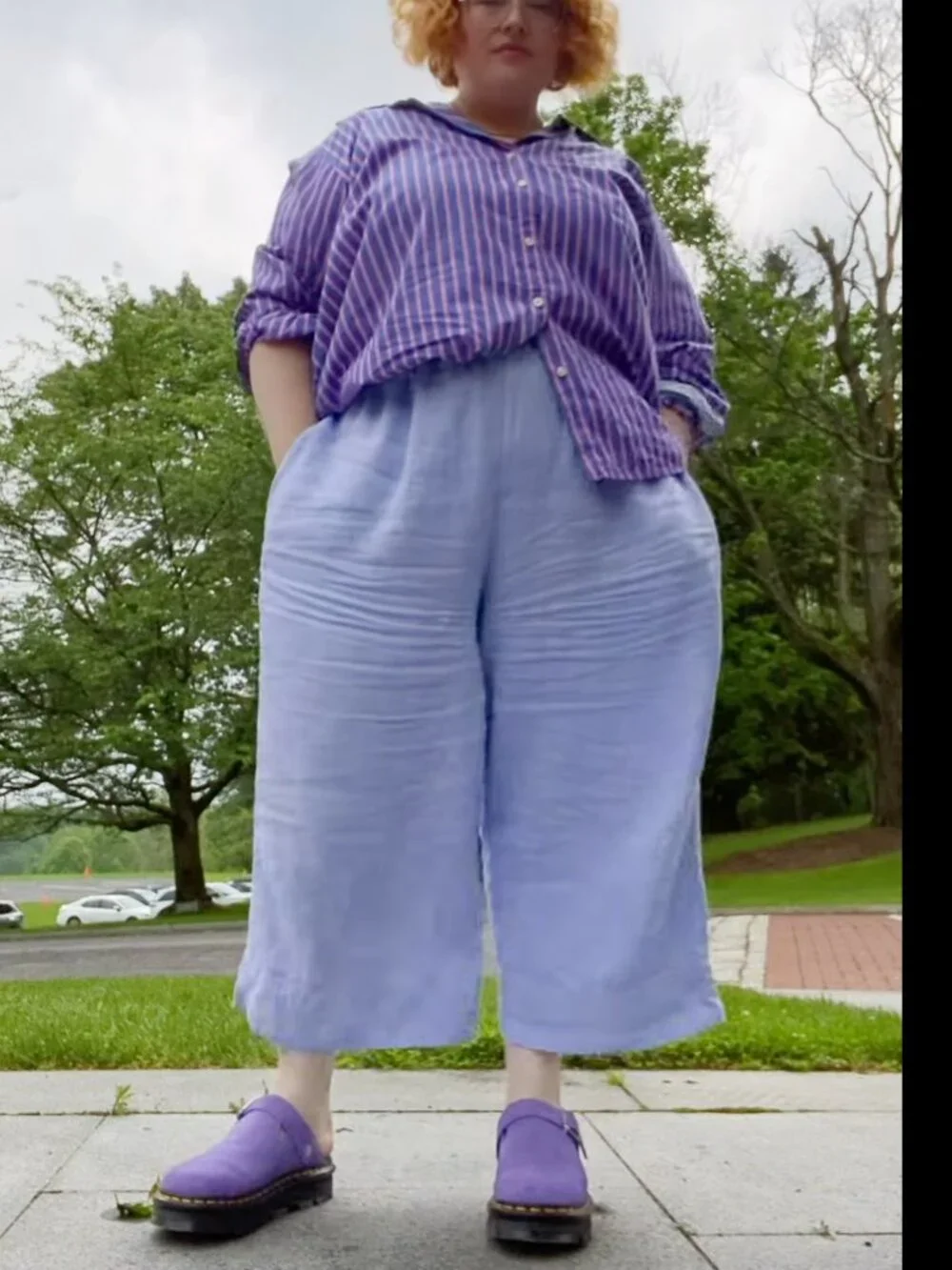 Nettle Studios Periwinkle Cornflower Blue Mid-Easy Linen Pants Sz XL
